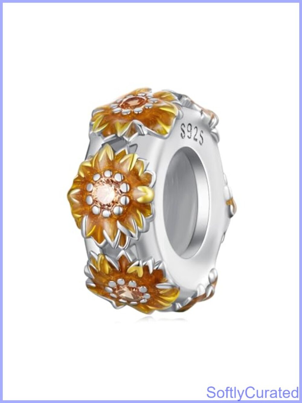 925 Sterling Silver Sunflower Charm for Bracelet & Necklace